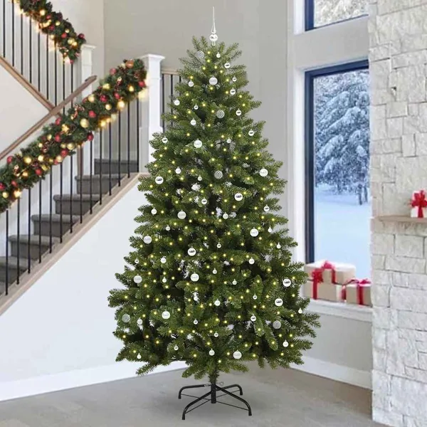 Sapin de Noël artificiel avec 300 LED Vert 300 cm PVC et métal