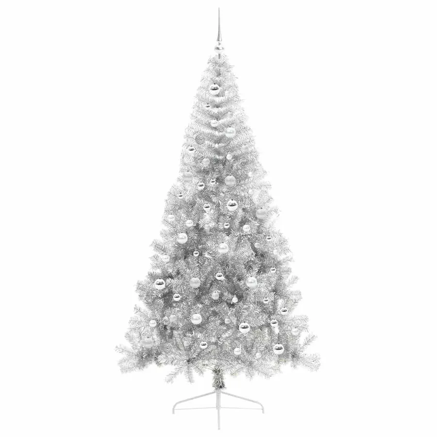 Sapin de Noël artificiel pré-éclairé Argent 210 cm PET - 4