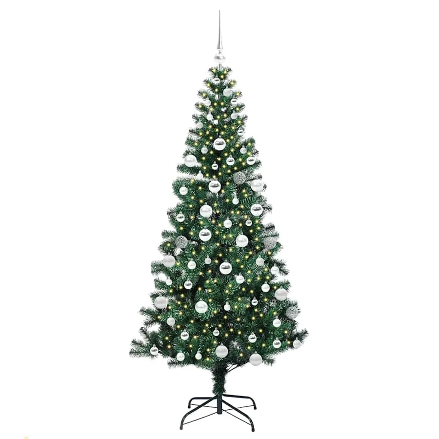 Sapin de Noël artificiel pré-éclairé Vert 180 cm PVC et métal - 3