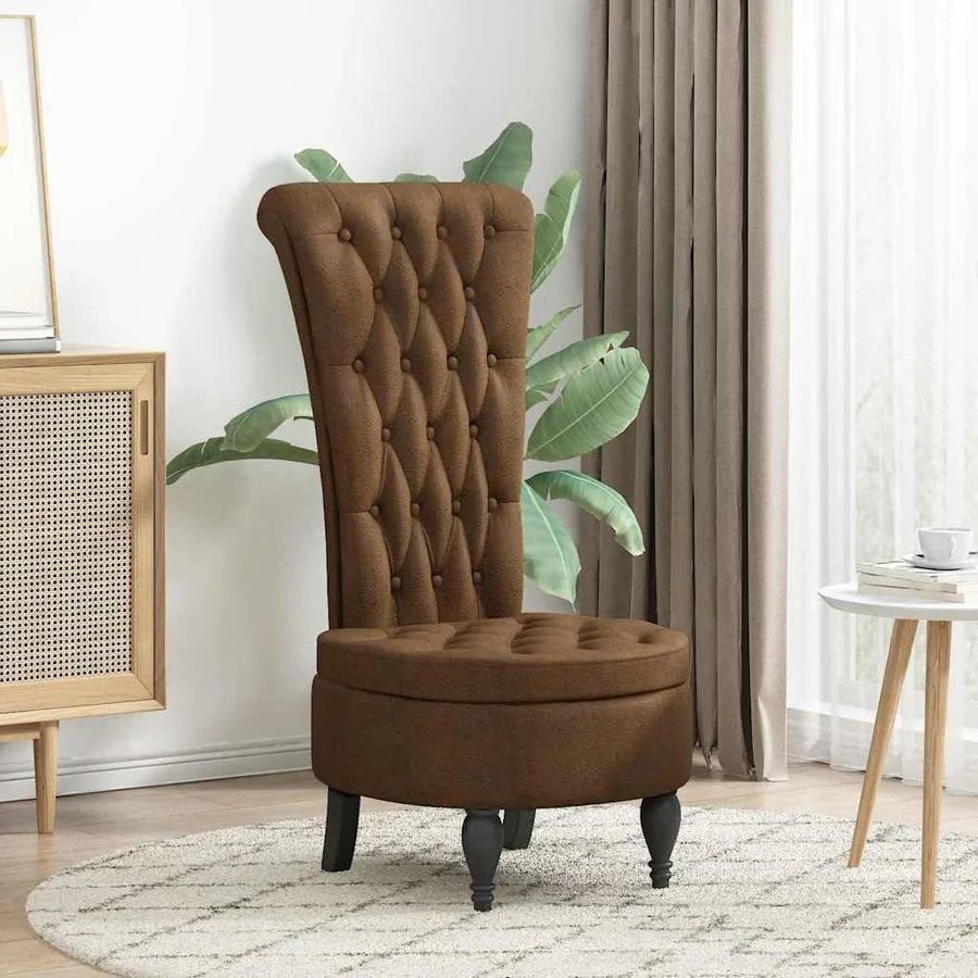 Fauteuil à pantoufle Marron 56,5 x 70 x 110 cm Simili daim - 3