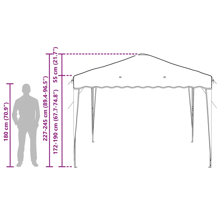 Tente de fête pop-up 288 x 288 x 245 cm Terre cuite - 17