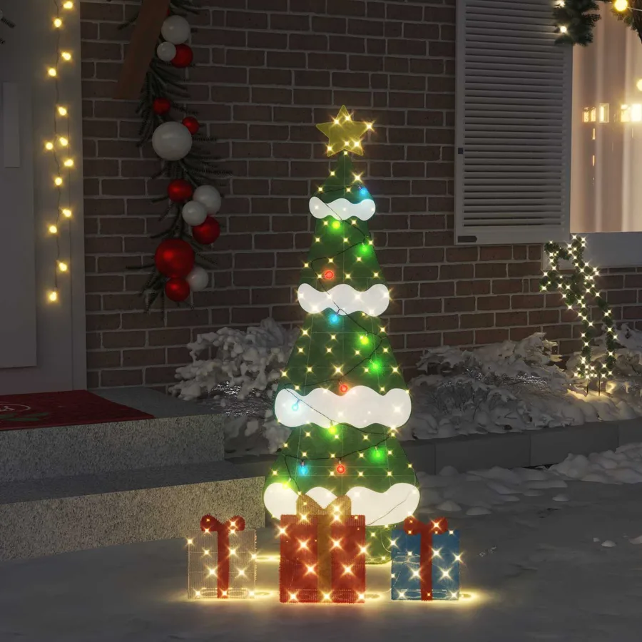 Sapin de Noël lumineux avec 3 boîtes-cadeaux 2D blanc chaud - 3