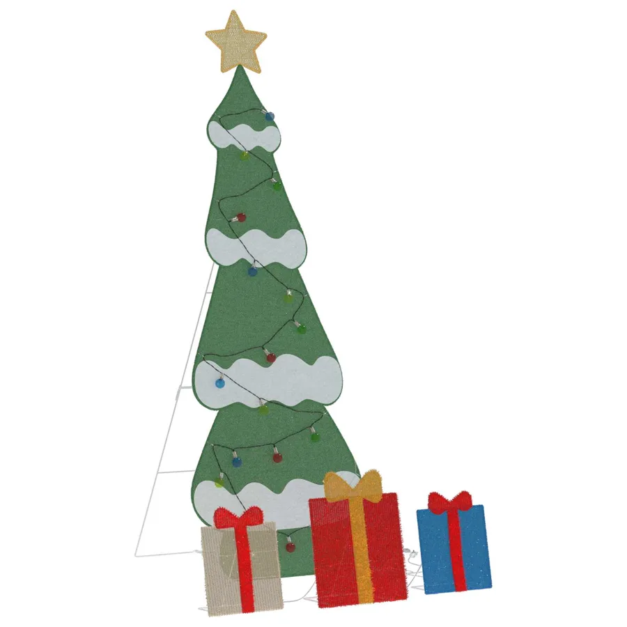 Sapin de Noël lumineux avec 3 boîtes-cadeaux 2D blanc chaud - 4