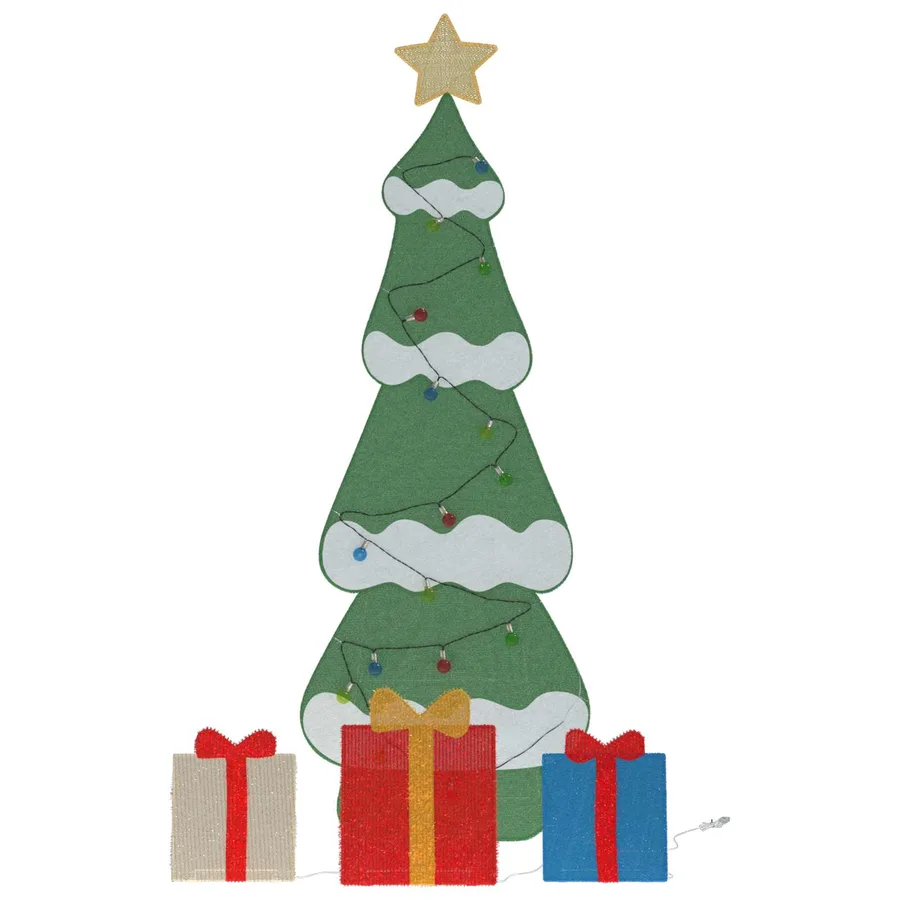 Sapin de Noël lumineux avec 3 boîtes-cadeaux 2D blanc chaud - 6