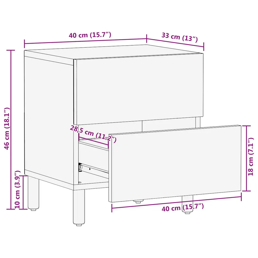 Cabinet de chevet avec tiroir 2 pcs Blanc 40 x 33 x 46 cm - 13