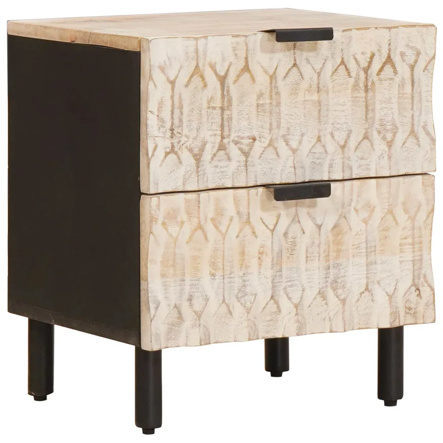 Cabinet de chevet avec tiroir 2 pcs Blanc 40 x 33 x 46 cm - 2