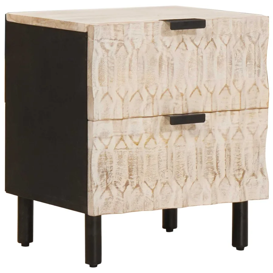 Cabinet de chevet avec tiroir 2 pcs Blanc 40 x 33 x 46 cm - 3