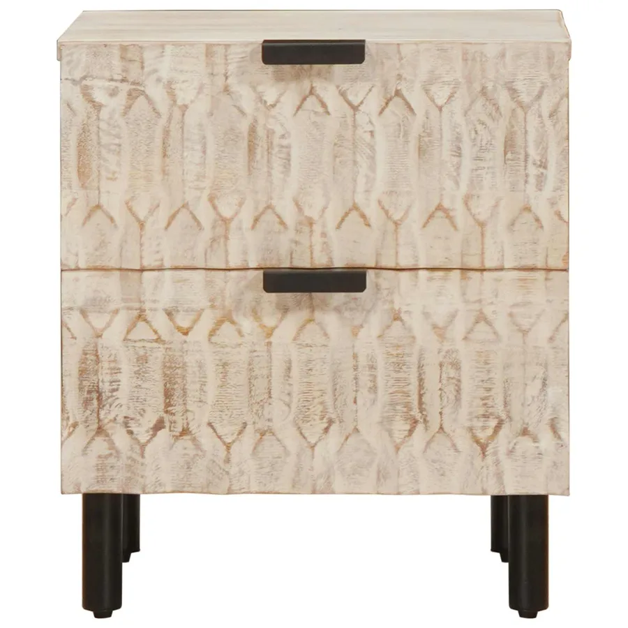 Cabinet de chevet avec tiroir 2 pcs Blanc 40 x 33 x 46 cm - 5