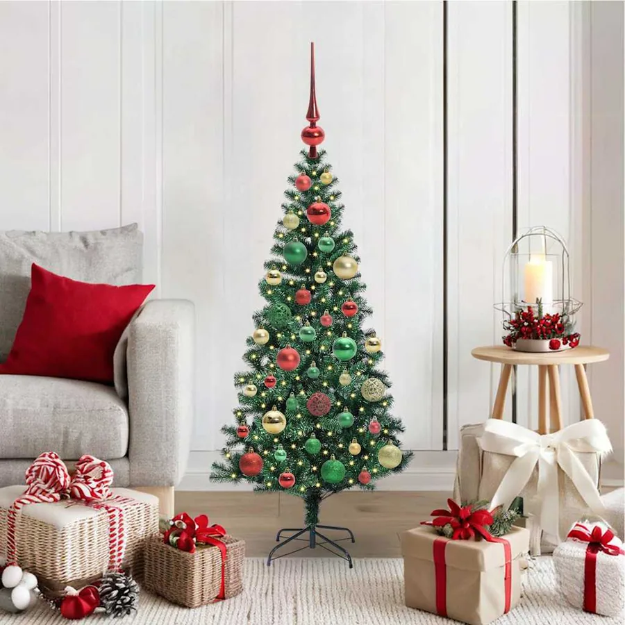 Sapin de Noël artificiel pré-éclairé Vert 120 cm PVC et métal