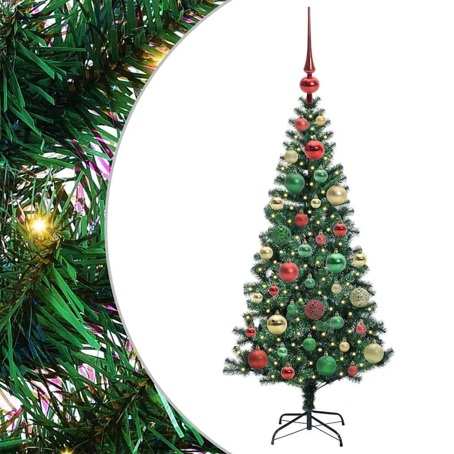 Sapin de Noël artificiel pré-éclairé Vert 120 cm PVC et métal - 2