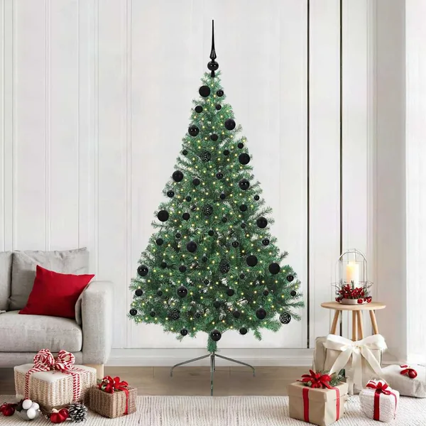 Sapin de Noël artificiel pré-éclairé Vert 210 cm PVC