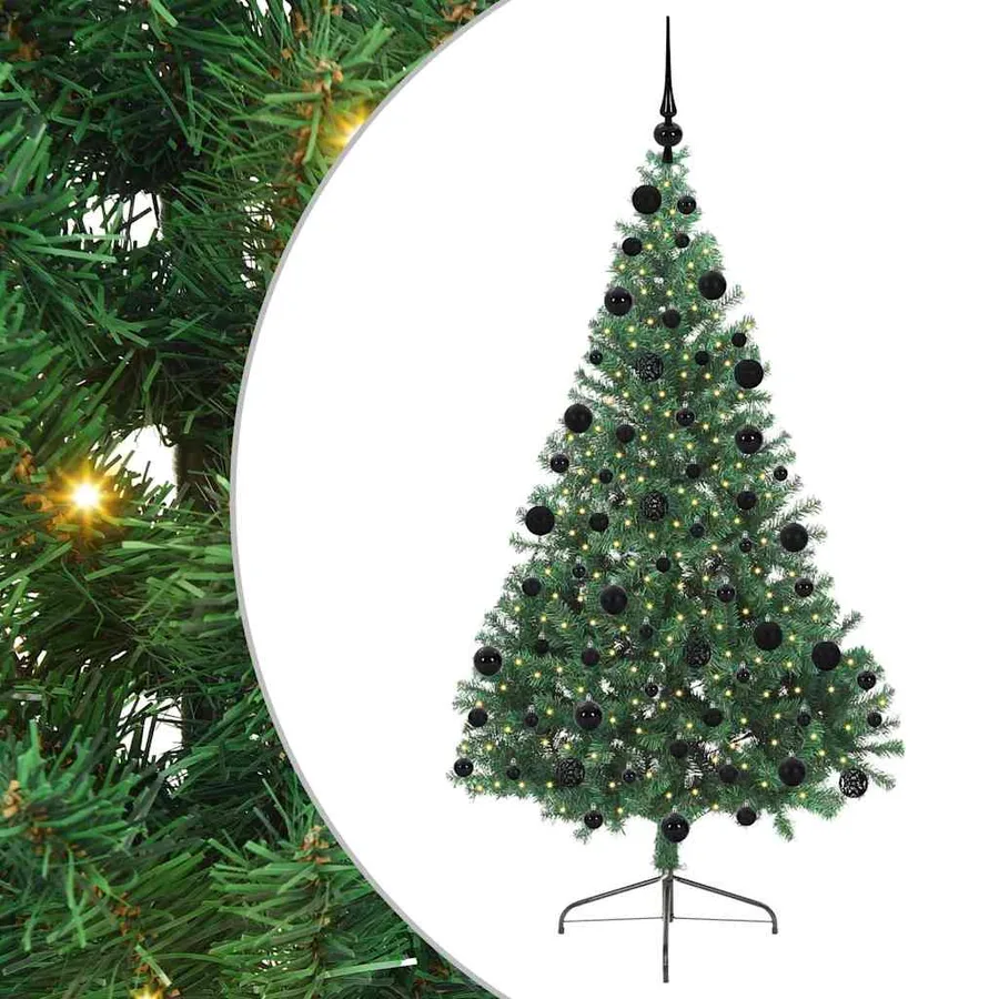 Sapin de Noël artificiel pré-éclairé Vert 210 cm PVC - 2