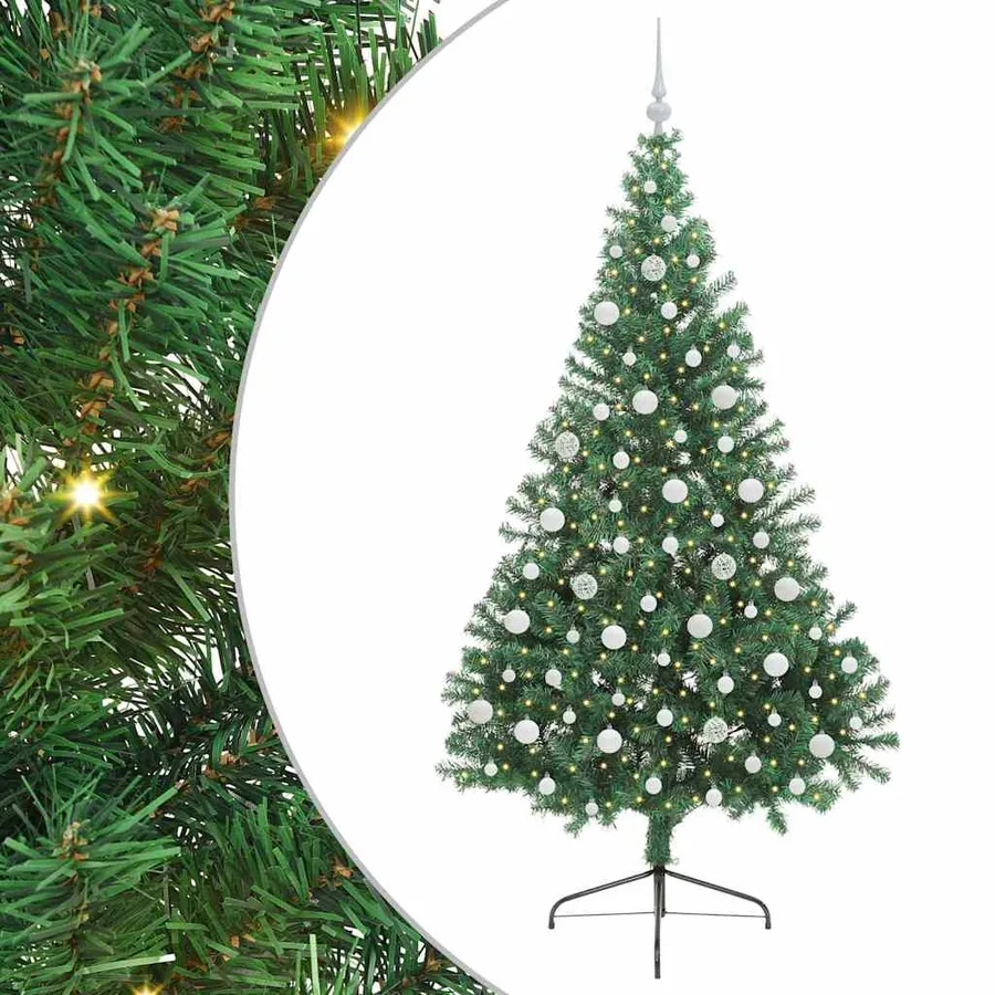 Sapin de Noël artificiel pré-éclairé Vert 210 cm PVC - 2