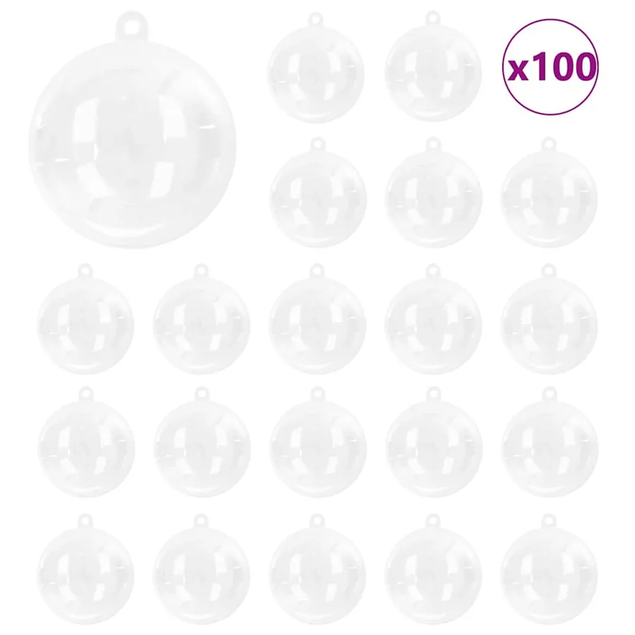 Ensemble de Boules de Noël 100 pcs Transparent Ø 8 cm - 2