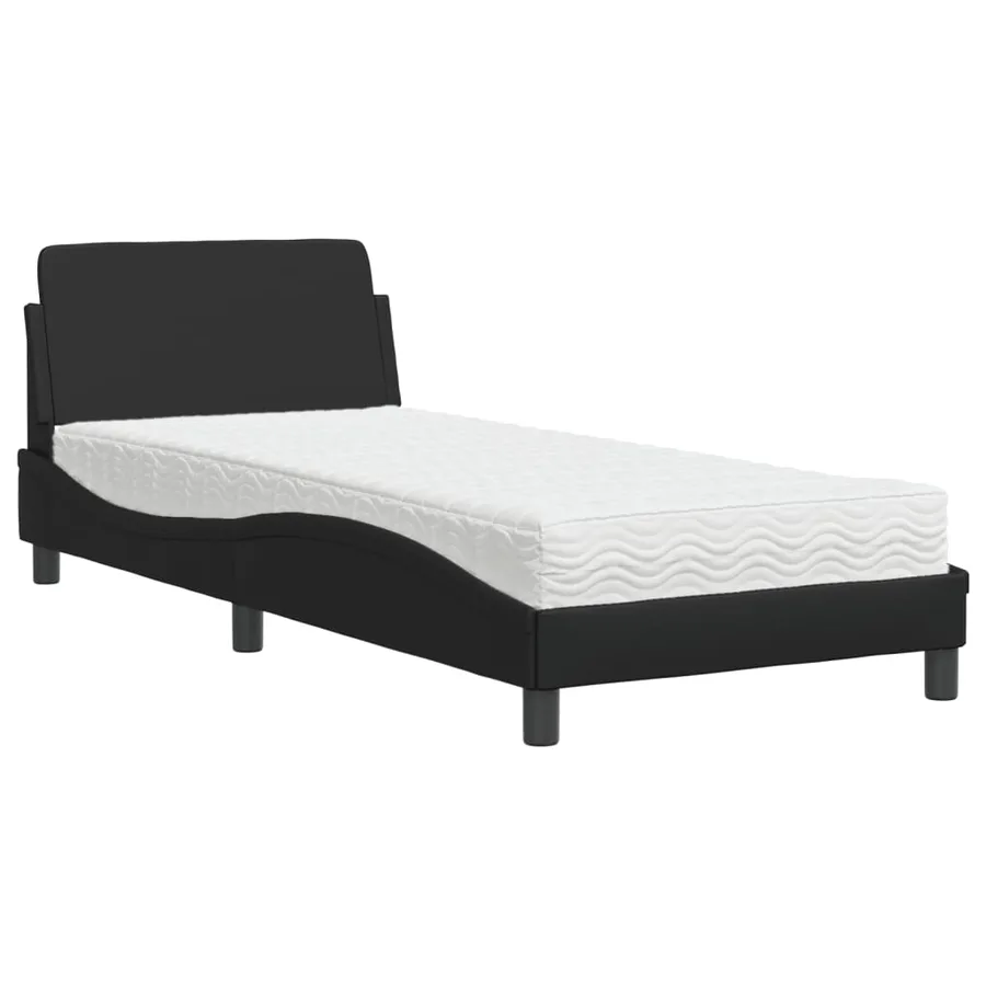 Lit avec matelas Dover noir 90x200 cm similicuir - 2
