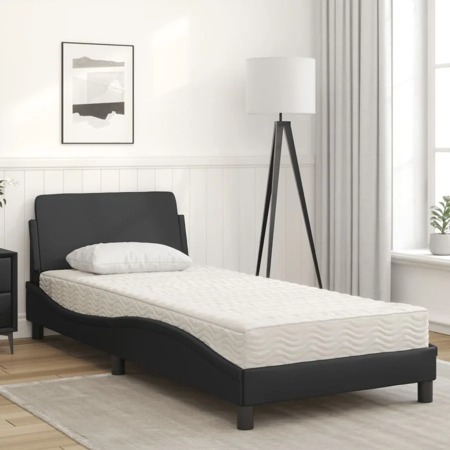 Lit avec matelas Dover noir 90x200 cm similicuir - 3