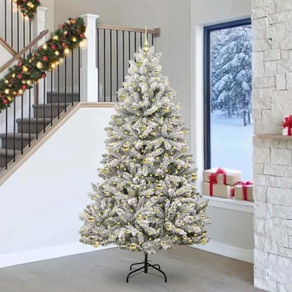 Sapin de Noël artificiel Vert et blanc 240 cm PVC et métal