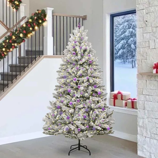 Sapin de Noël artificiel Vert et blanc 240 cm PVC et métal