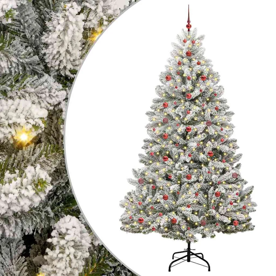 Sapin de Noël artificiel Vert et blanc 240 cm PVC et métal - 2
