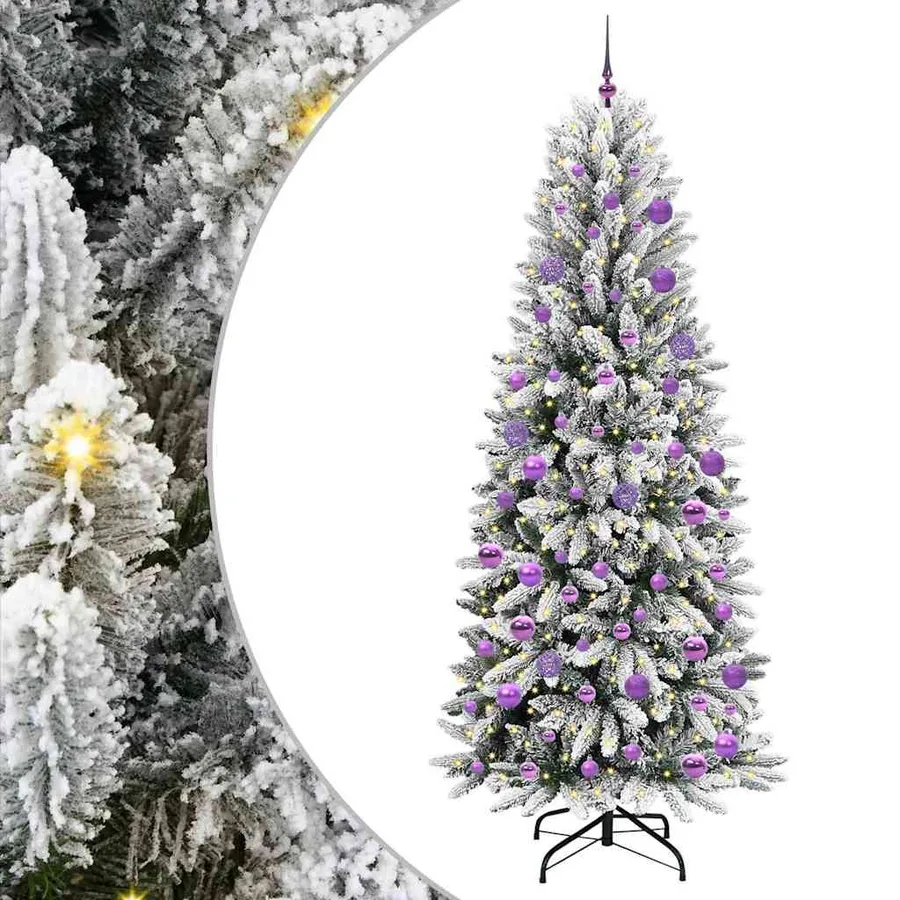 Sapin de Noël artificiel avec 300 LED avec support Blanc 210 cm - 2