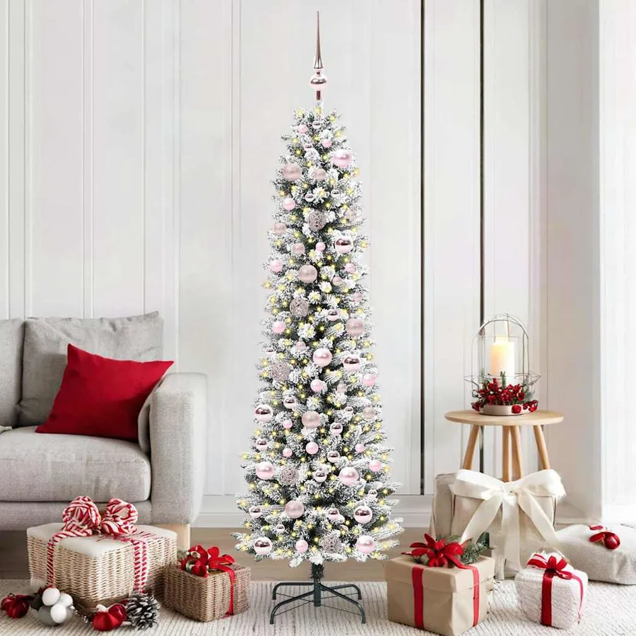 Sapin de Noël artificiel Blanc 180 cm PVC, métal et plastique