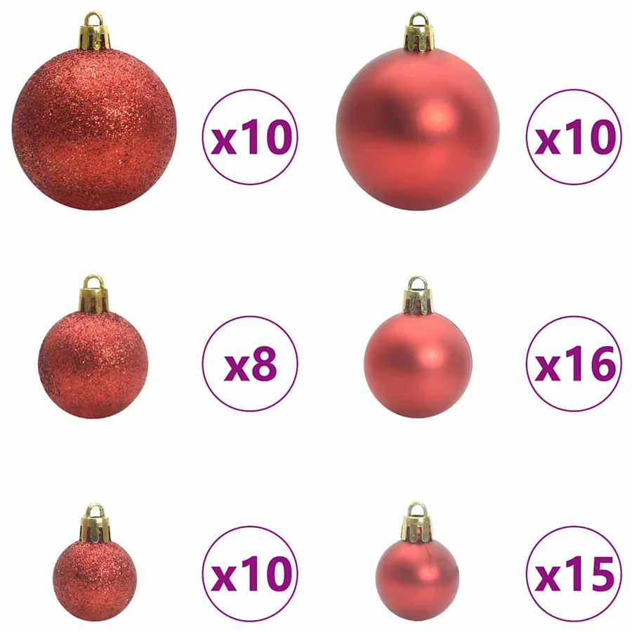 Arbre de Noël artificiel pré-éclairé avec ensemble de boules - 7