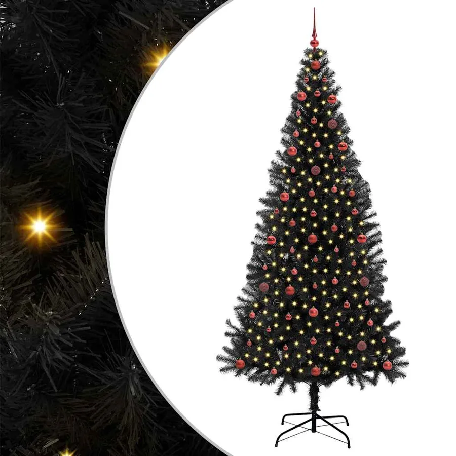 Sapin de Noël avec 300 LED avec support Noir 240 cm PVC - 2