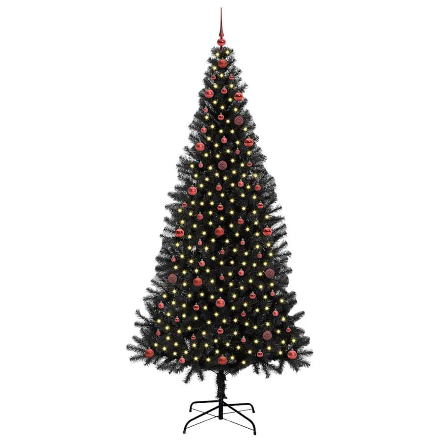 Sapin de Noël avec 300 LED avec support Noir 240 cm PVC - 3
