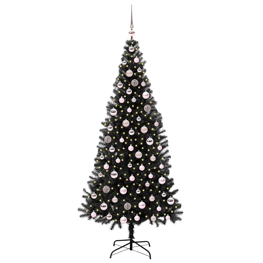 Sapin de Noël avec 300 LED avec support Noir 210 cm PVC - 3
