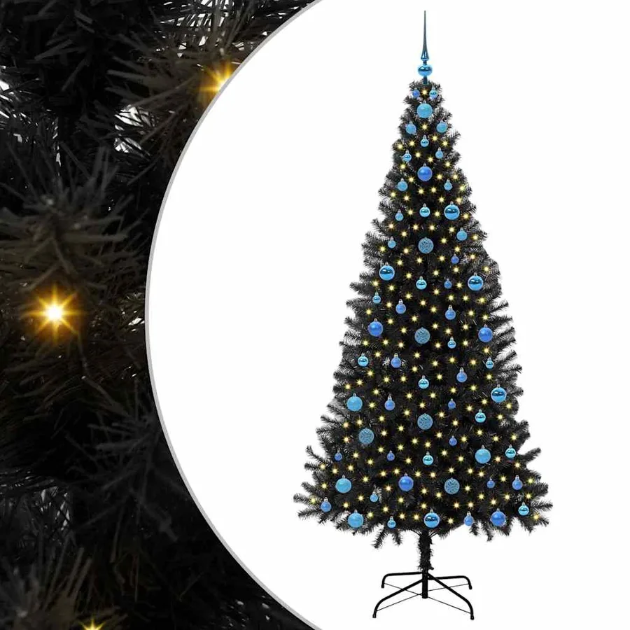 Sapin de Noël avec 300 LED avec support Noir 210 cm PVC - 2