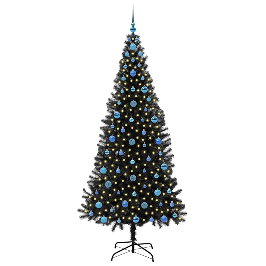 Sapin de Noël avec 300 LED avec support Noir 210 cm PVC - 3