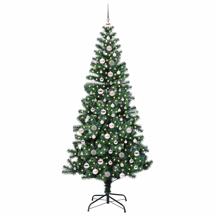 Sapin de Noël artificiel pré-éclairé Vert 240 cm PVC et métal - 3