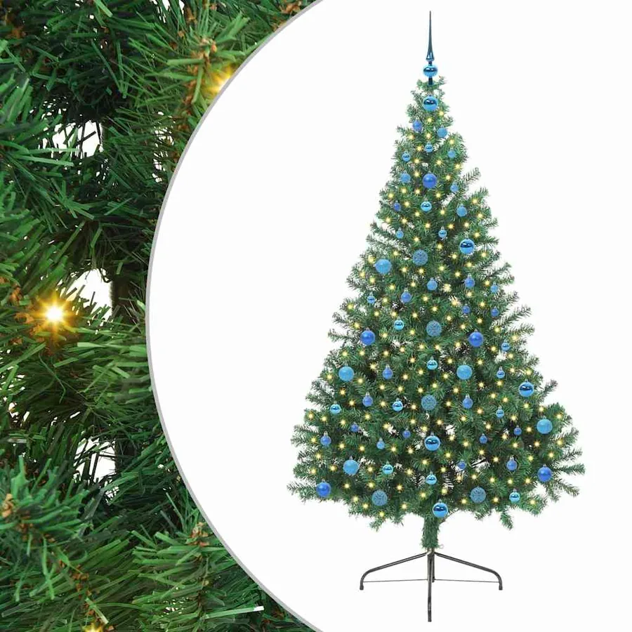 Sapin de Noël artificiel pré-éclairé Vert 210 cm PVC - 2