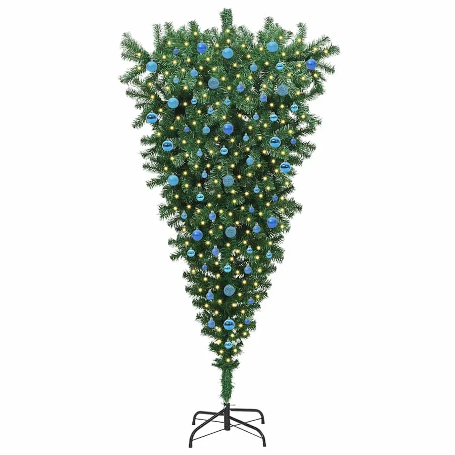 Arbre de Noël artificiel pré-éclairé à l'envers avec ensemble de boules - 3