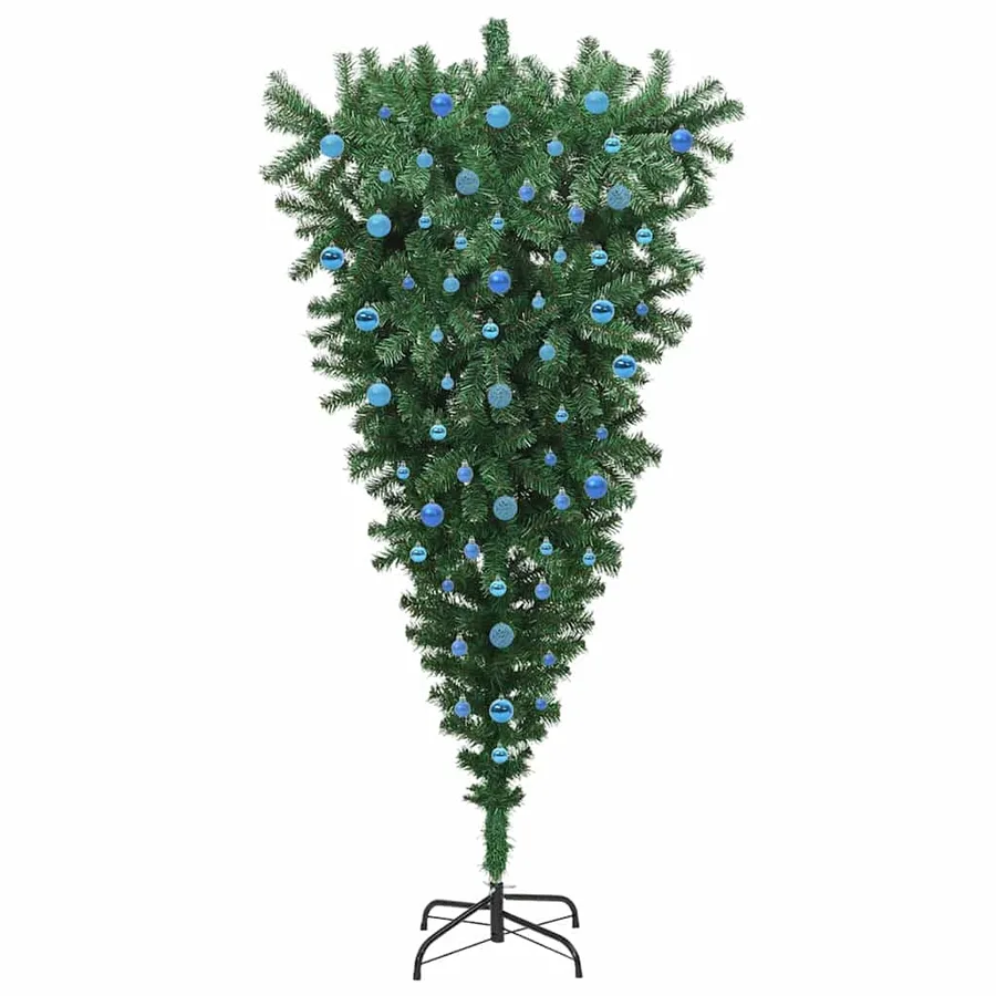 Arbre de Noël artificiel pré-éclairé à l'envers avec ensemble de boules - 4