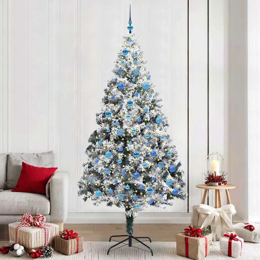 Sapin de Noël artificiel Blanc 240 cm PVC, Acier et Plastique