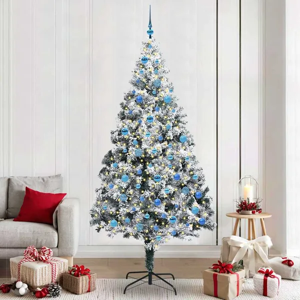 Sapin de Noël artificiel Blanc 240 cm PVC, Acier et Plastique