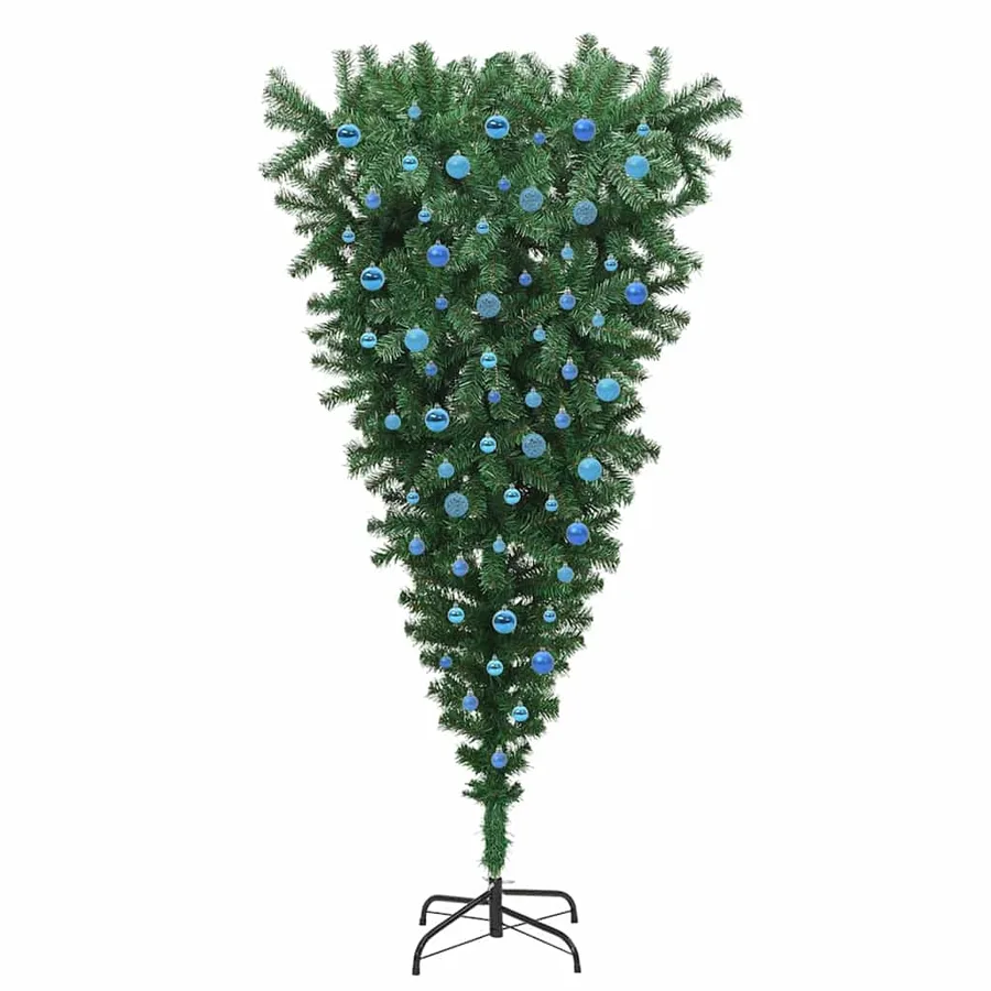 Arbre de Noël artificiel pré-éclairé à l'envers avec ensemble de boules - 4