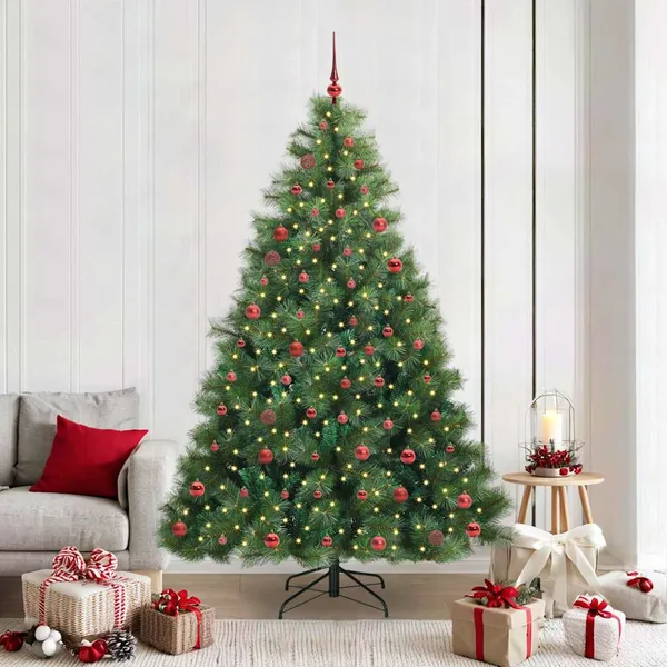 Sapin de Noël artificiel avec 300 LED Vert 210 cm PE et PVC