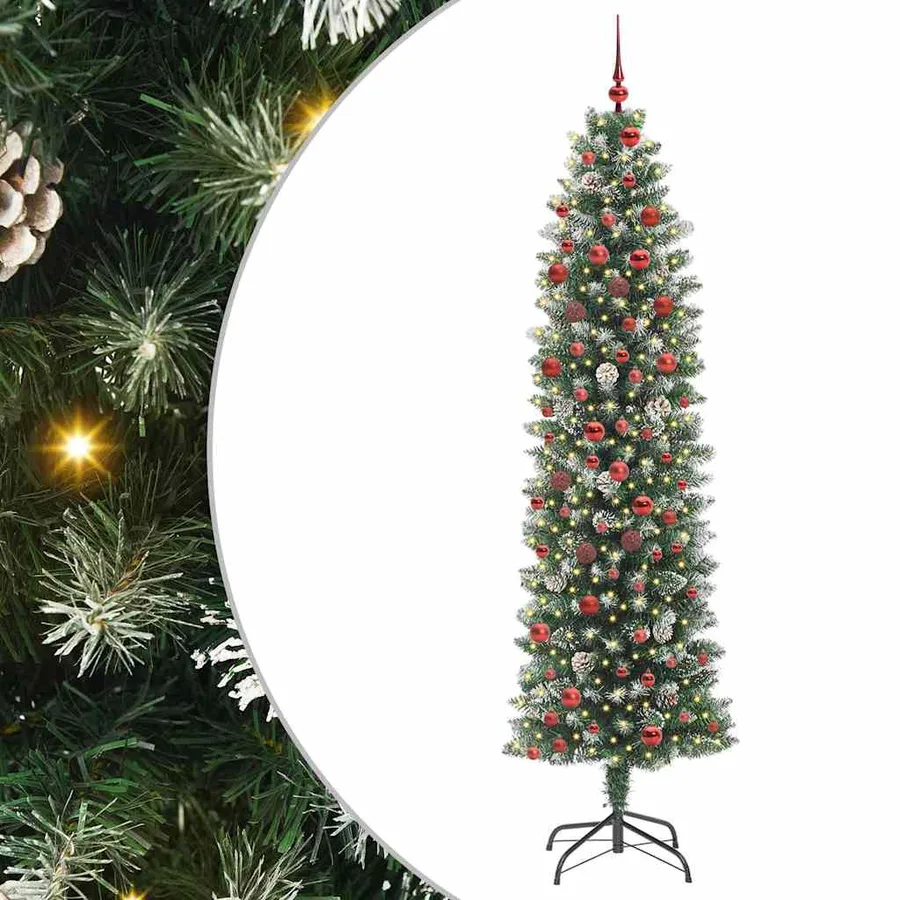 Arbre de Noël artificiel slim avec 300 LED Vert et blanc 210 cm - 2