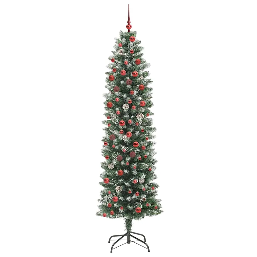 Arbre de Noël artificiel slim avec 300 LED Vert et blanc 210 cm - 4