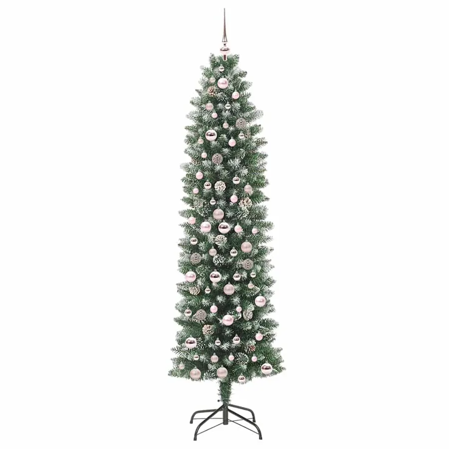 Arbre de Noël artificiel slim avec 300 LED Vert et blanc 210 cm - 4