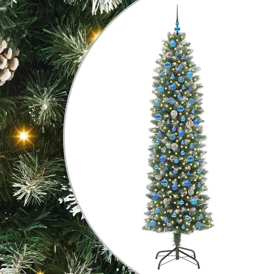 Arbre de Noël artificiel slim avec 300 LED Vert et blanc 240 cm - 2