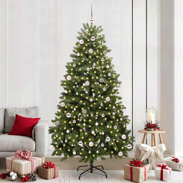 Sapin de Noël artificiel avec 300 LED Vert 240 cm PVC et métal