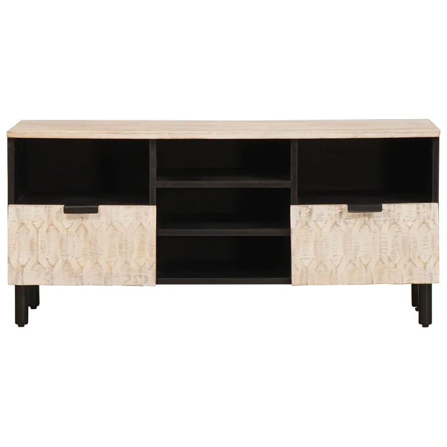 Meuble TV avec tiroir Finition Lavage Blanc 100 x 33 x 46 cm - 3