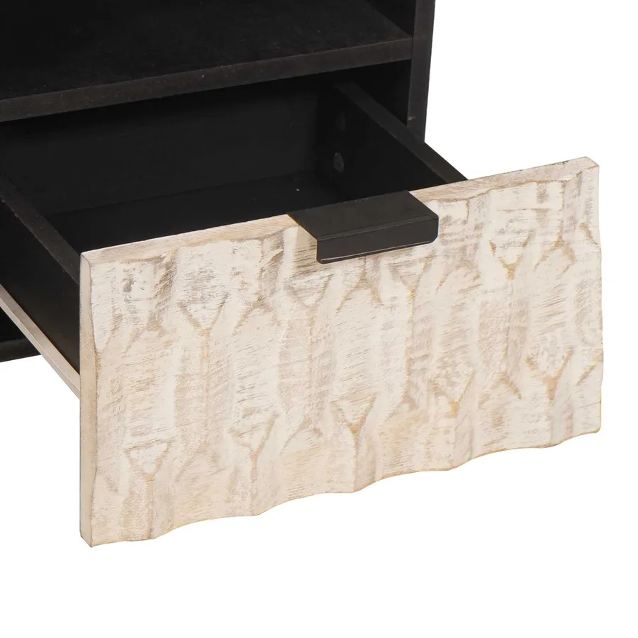 Meuble TV avec tiroir Finition Lavage Blanc 100 x 33 x 46 cm - 6
