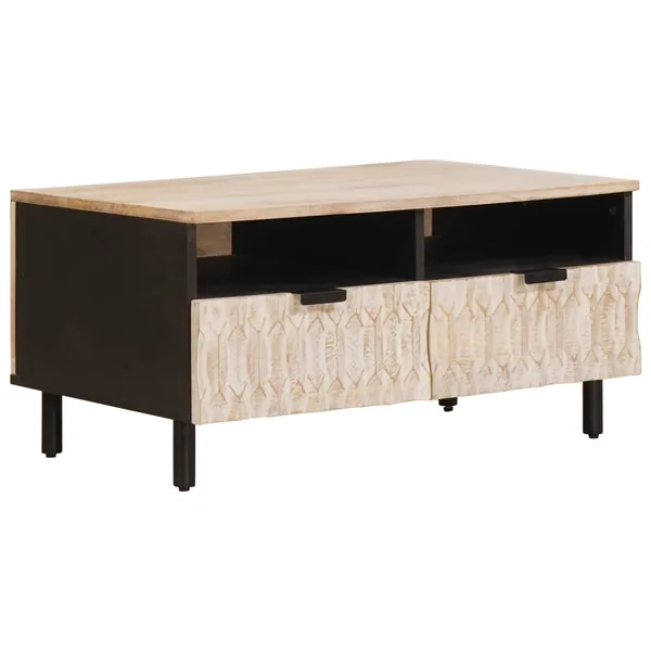 Table basse Blanc 80 x 54 x 40 cm Bois de mangue massif
