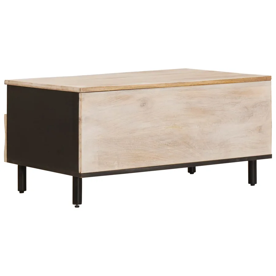Table basse Blanc 80 x 54 x 40 cm Bois de mangue massif - 5