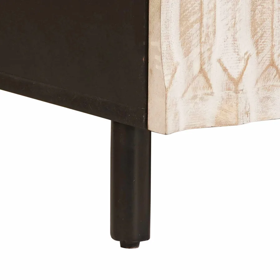 Table basse Blanc 80 x 54 x 40 cm Bois de mangue massif - 8