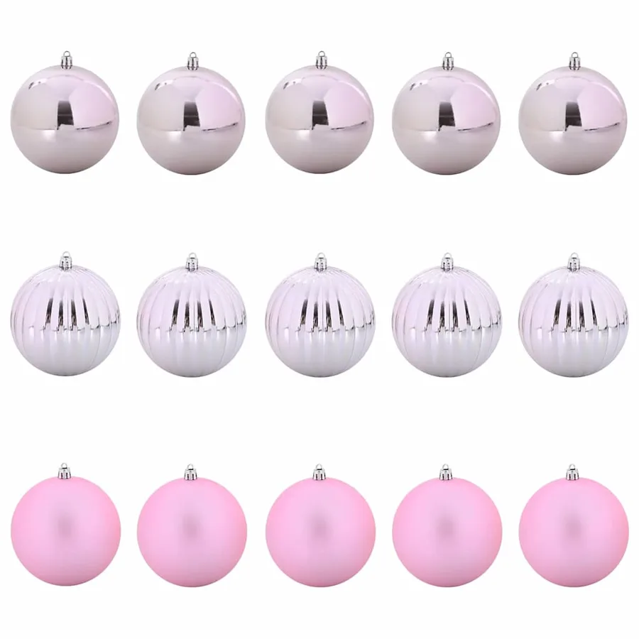 Ensemble de Boules de Noël XL 15 pcs Rose Ø 10 cm Plastique LED - 2